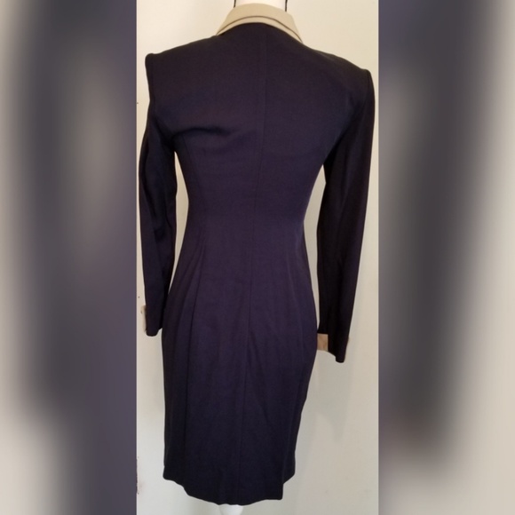 VINTAGE Petite Sophisticate Blue Military Dress - Picture 2 of 3